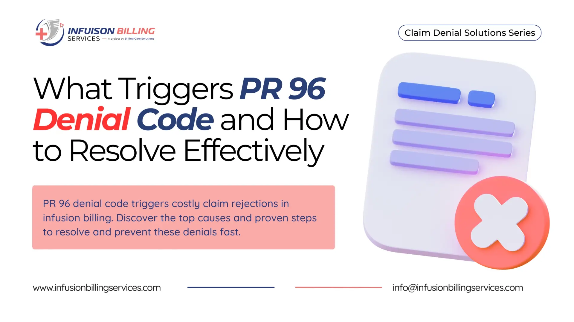 Expert Way to Handle PR 96 Denial Code | Infusion Billing Services