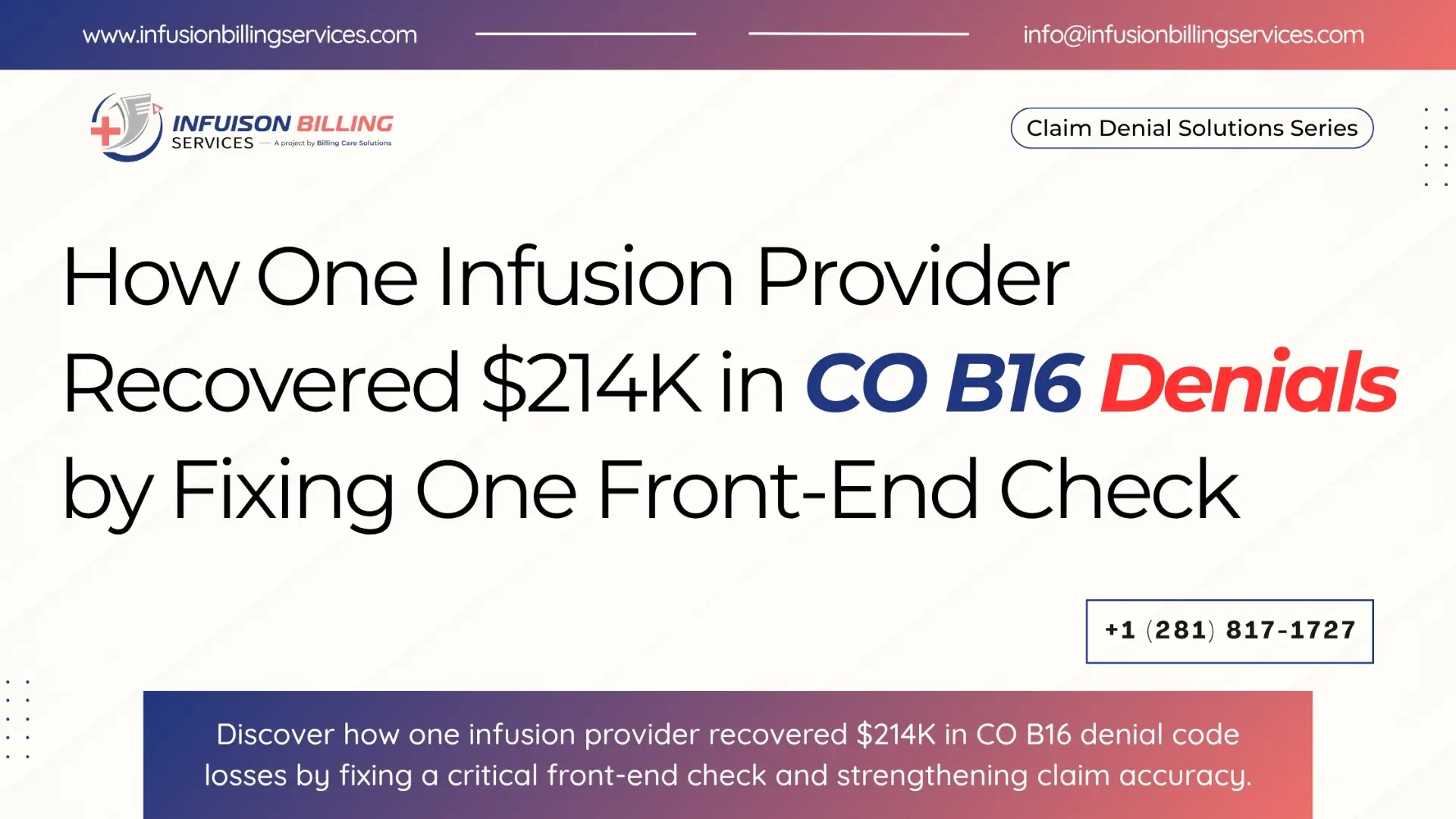 CO B16 Denial Code | Infusion Billing Services