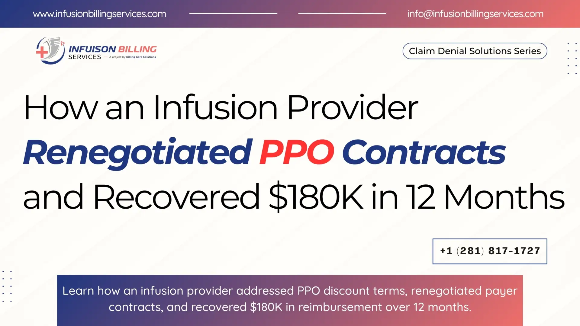 how an infusion provider addressed PPO discount terms